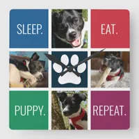 Colorful Pet Photo Animal Lover's Modern Geometric Square Wall Clock