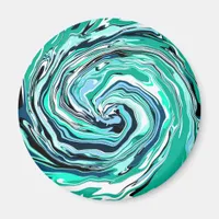 Blue, Teal, Turquoise and White Swirls Marble Art  Magnet