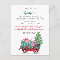 Christmas Tree Cart We've Moved Holiday Moving Postcard