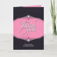 Dark Purple Black Pink Elegant Lace ThankYou Cards