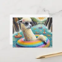 Alpaca on a Rainbow Color Float Postcard