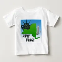 New York Map, Statue of Liberty, Monument Baby T-Shirt