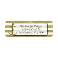 Gold and White Nautical Themed Anchor Label