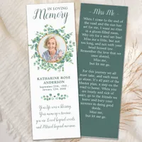 Elegant Memorial Custom Photo Funeral Prayer  Bookmarks
