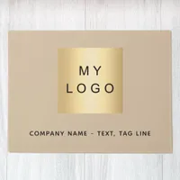 Beige business logo doormat