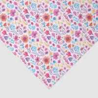 Abstract Doodle Art Flowers Pink Blue Orange Red Tissue Paper