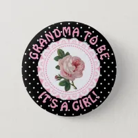 "Grandma To Be" Vintage Rose Baby Shower Button