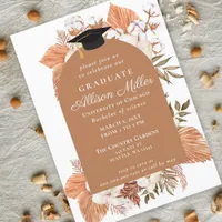 Rustic Boho Pampas Dried Palm Graduation Invitation