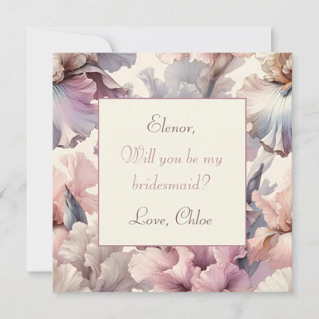 Elegant Blush Floral Custom Bridesmaid Proposal  Note Card