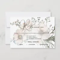 Soft Blush Watercolor Wildflower Wedding  RSVP Card
