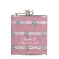 Girly Chic Elegant Diamond Pearl Bridesmaid Flask