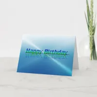 Happy Birthday Card Blue and Green Reflection Text