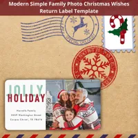 Fun Jolly Holiday Family Modern Photo Christmas   Label