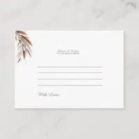 Rustic Pampas Wedding Advice Enclosure Card