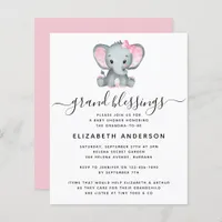BUDGET Elephant Grandma Baby Shower Invitation