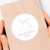 Quirky Hand Drawn Sketch Style Bow Bridal Shower  Classic Round Sticker