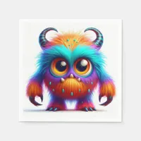 Hairy Little Monster, Cute Big Eyed Creature Napkins