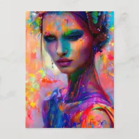 Beautiful Woman Covered in Paint Postcard