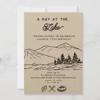 Modern Outdoor Nature Summer Forest Party Lake   Invitation