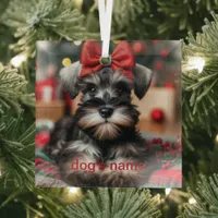 Personalized schnauzer glass ornament