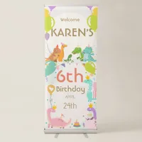 Whimsical Dinosaur Princess Birthday Retractable Banner