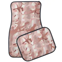 Metallic Rose Gold Glitter Pink Marble Camo Print Car Floor Mat