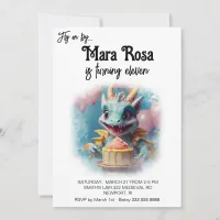 *~* AP88 PHOTO Sweet Baby Dragon Birthday Party Invitation