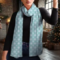 Snowflake Blue and White Christmas Scarf