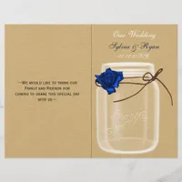 mason jar navy blue rose book fold Wedding program