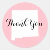 Pink White and Black New Mexico Wedding Thank You Classic Round Sticker