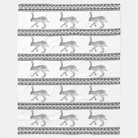 Southwestern Jackrabbit Black and White Geometric  Fleece Blanket