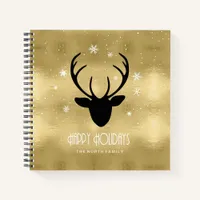 Deer Antlers Silhouette & Snowflakes Gold ID861 Notebook
