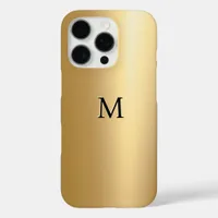 Stylish Minimal Faux Gold Elegant Glam Monogrammed iPhone 16 Pro Case