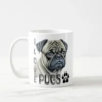 I Love Pugs | Cute Dog Owners Coffee Mug