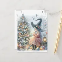 Witch and a Christmas Tree Postcard