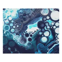 Blue and White Marble Fluid Art  Faux Canvas Print