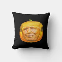 Scary Trumpkin Pumpkin Halloween Party Design Throw Pillow