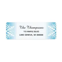 Simple Elegant Snowflakes Blue Gradient Label