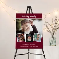 Funeral photo collage burgundy memorial welcome  foam board