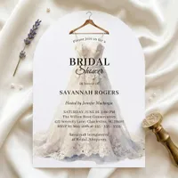Elegant Watercolor Wedding Dress Bridal Shower Invitation
