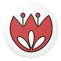 Red Tulip Flower Floral Ceramic Knob