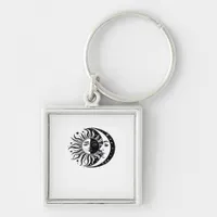 Whimsigoth Watercolour Sun Moon Witchy Classic Keychain