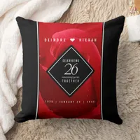 Elegant 26th Rose Wedding Anniversary Celebration Throw Pillow