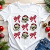 Vintage Christmas Skulls Coquette Bows Retro Tri-Blend Shirt