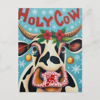 Funny Christmas Cow Postcard