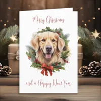 Golden Retriever Dog Personalized Merry Christmas Holiday Card