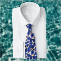 Blue Pink Gold Floral Pattern  Neck Tie