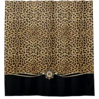 Cheetah Rosette Monogram CRMX Shower Curtain