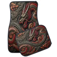 Mythical Red Dragon Relief Car Floor Mat