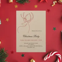 Abstract reindeer craft beige Christmas Party Invitation